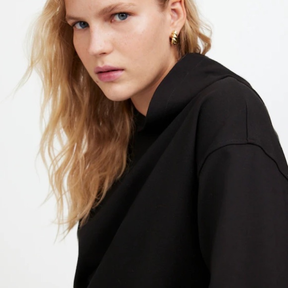 MADEWELL Black Ponte Hoodie Sweatshirt Top Size XXS - Picture 3 of 4